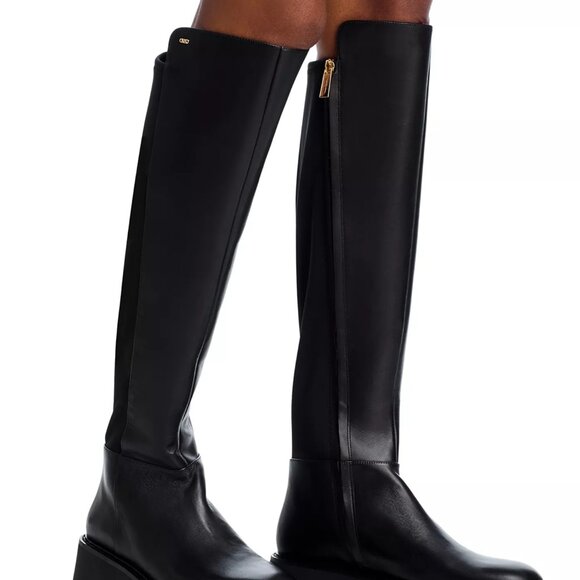 Michael Michael Kors Asher Knee High Lug Sole Boots Size US 6.5 M Black Leather - Picture 2 of 5